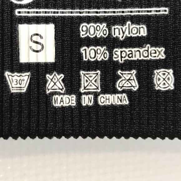 Ribbed Crop Top with Thumb Holes Black S - Picture 8 of 9